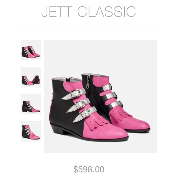 NIB Modern Vice Jett booties-Black, pink, & silver - Picture 1 of 4